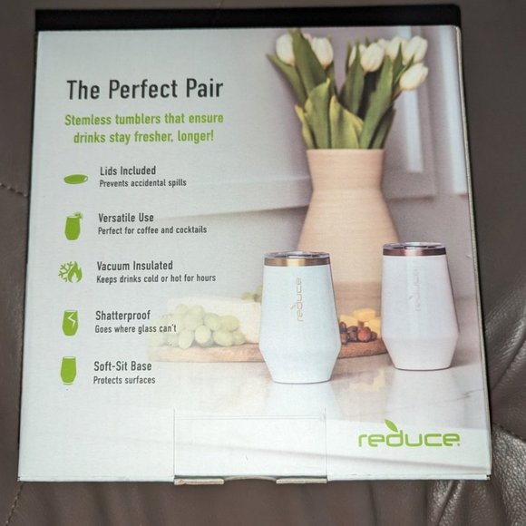 NEW Reduce Wine Tumbler 2 piece set 12oz vacuum insulated cups with lid glasses - Picture 4 of 4
